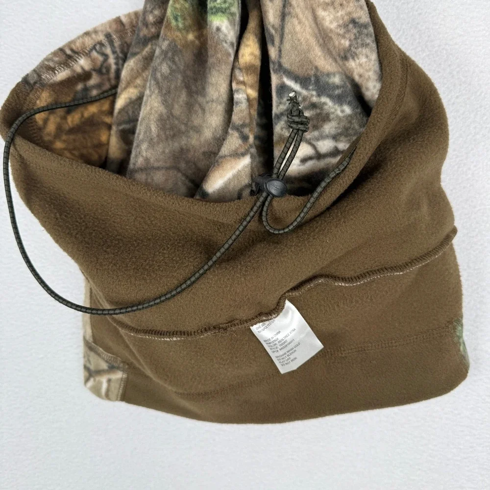 Realtree Balaclava Hood Mens OSFM Brown Camo Fleece Adjustable Drawstring